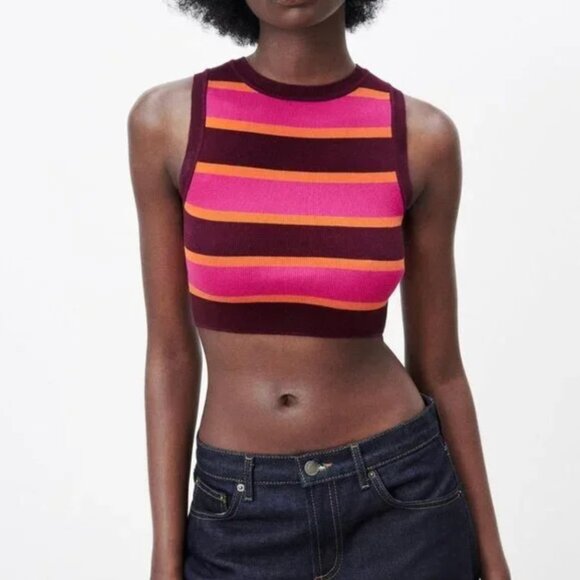 Zara Basic Cropped Knit Top S - Picture 3 of 3